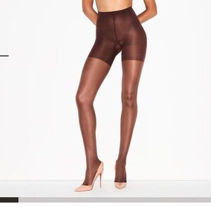 SKIMS Support Sheer Tights Shaping Hosiery Dark Brown Pantyhose